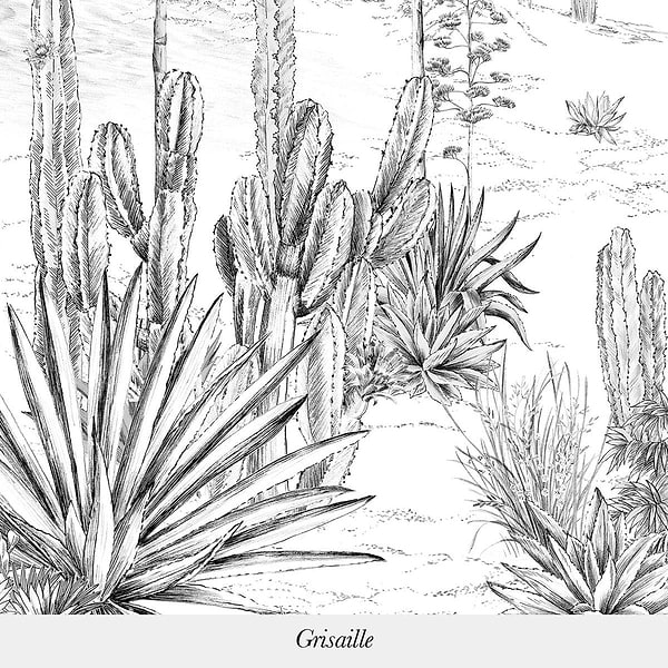 Succulentes-Isidore Leroy-wallpaper-behang-Tapete-wallpaper-Grisaille-Non Woven-Selected Wallpapers