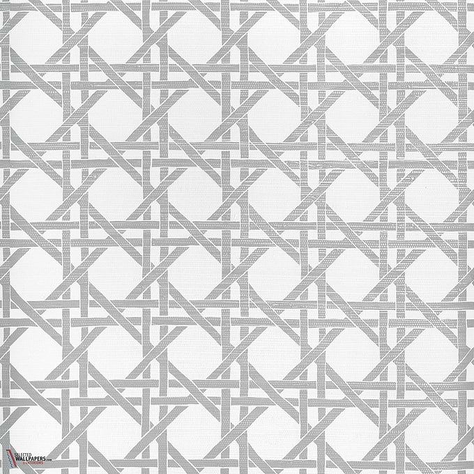 Canary trellis behang-Thibaut-Metallic silver-Rol-Selected Wallpapers-Interiors