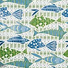 Batik fish behang-Thibaut-Blue and green-Rol-Selected Wallpapers-Interiors