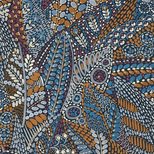 Talavera-Casamance-wallpaper-behang-Tapete-wallpaper-Marine/Ocre-Rol-Selected Wallpapers