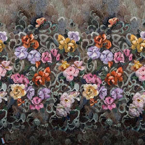 Tapestry Flower-wallpaper-Designers Guild-Damson-Set-PDG1153/02-Selected Wallpapers