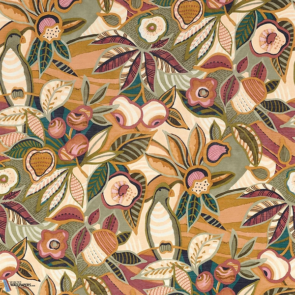 Tehuana-Casamance-wallpaper-behang-Tapete-wallpaper-Kaki/Ocre-Rol-Selected Wallpapers