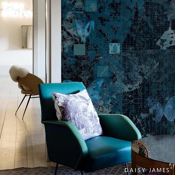 The Blue Butterfly 2.0 behang-behang-Daisy James-Selected Wallpapers &amp; Interiors