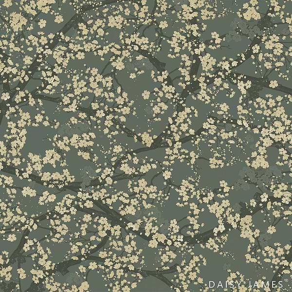 The Hana behang-Behang-Daisy James-Grey-Vinyl-M2-Selected Wallpapers & Interiors