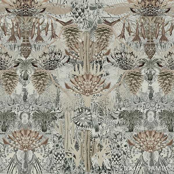 The Poppy behang-Behang-Daisy James-Beige-Vinyl-M2-Selected Wallpapers &amp; Interiors