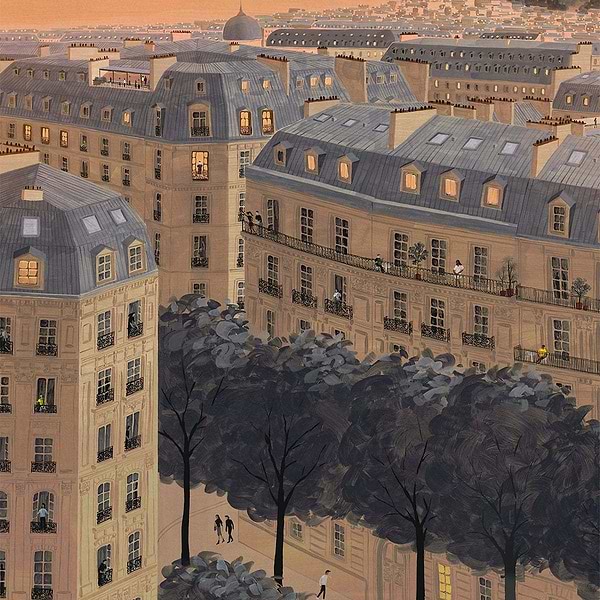 Toits de Paris-Isidore Leroy-wallpaper-behang-Tapete-wallpaper-Selected Wallpapers