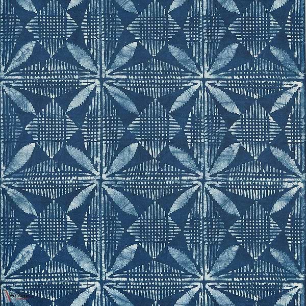 Tortuga batik behang-Thibaut-Navy-Rol-Selected Wallpapers-Interiors