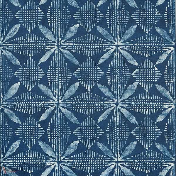Tortuga batik behang-Thibaut-Navy-Rol-Selected Wallpapers-Interiors