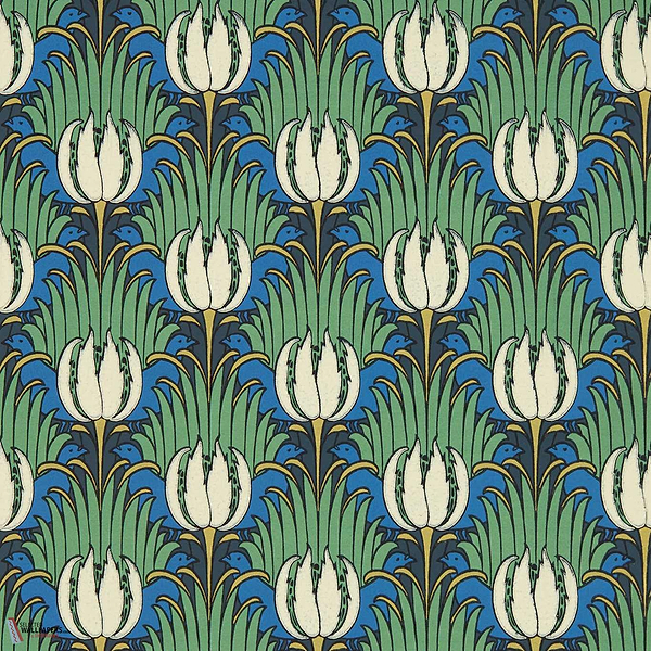 Tulip and Bird-behang-tapete-wallpaper-Morris & Co-Goblin Green & Raven-Rol-Selected-Wallpapers-Interiors