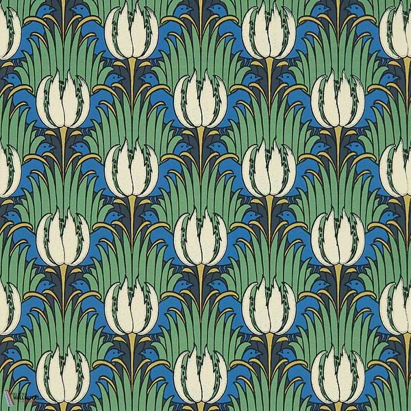Tulip and Bird-behang-tapete-wallpaper-Morris & Co-Goblin Green & Raven-Rol-Selected-Wallpapers-Interiors