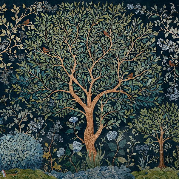 Varanasi Tree Tapete-Coordonné-Onyx-Non Woven-M2-Selected Wallpapers-Interiors