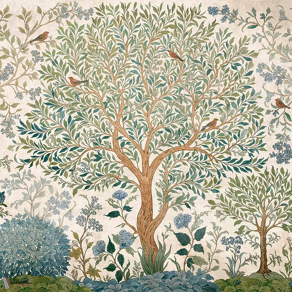 Varanasi Tree Tapete-Coordonné-Stone-Non Woven-M2-Selected Wallpapers-Interiors