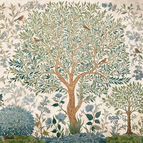 Varanasi Tree Tapete-Coordonné-Stone-Non Woven-M2-Selected Wallpapers-Interiors