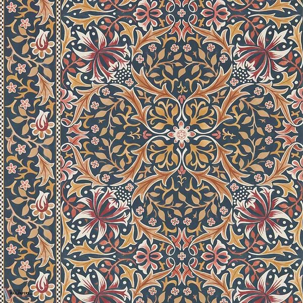 Walthamstow behang-Morris & Co-Indigo/Gold-Rol-Selected Wallpapers-Interiors