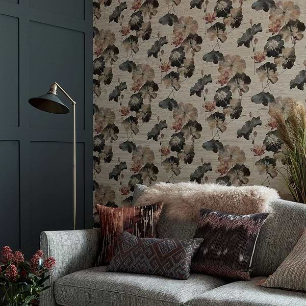 Water Lilies Grasscloth wallpaper 1838