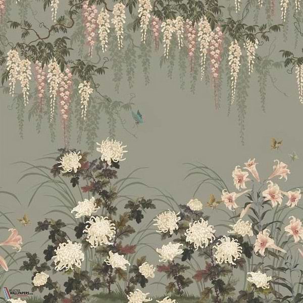 Wisteria Bloom behang-1838 wallcoverings-Dark sage-Set-Selected Wallpapers-Interiors