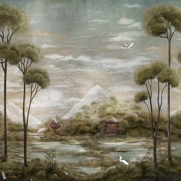 Xi Hu Lake behang-Coordonne-Silver-Metallics-M2-Selected Wallpapers-Interiors