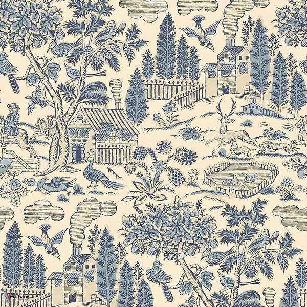 Home park behang-GP&J Baker-Royal blue-Rol-Selected Wallpapers-Interiors