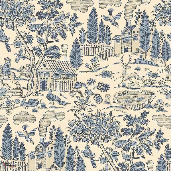 Home park behang-GP&J Baker-Royal blue-Rol-Selected Wallpapers-Interiors