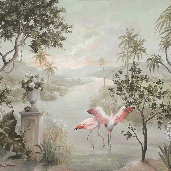Paisaje Con Flamencos wallpaper in Nuevo Mundo van Coordonne