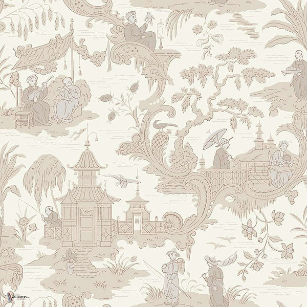 Chinese Toile behang in Parchment van Cole & Son
