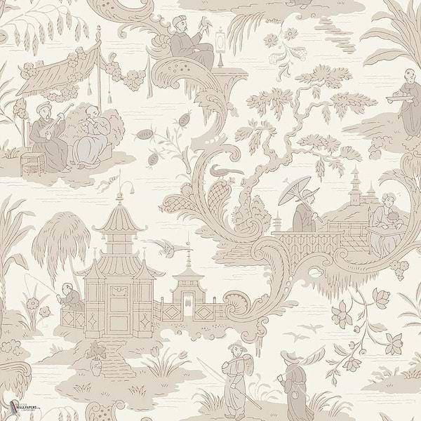 Chinese Toile behang in Parchment van Cole & Son