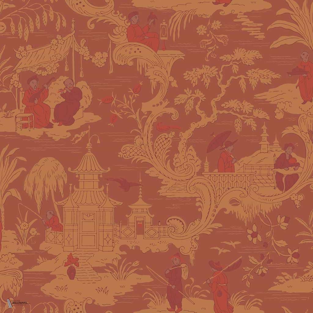 Chinese Toile behang in Red van Cole & Son