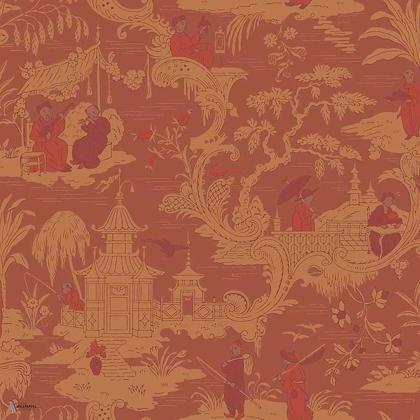 Chinese Toile behang in Red van Cole & Son