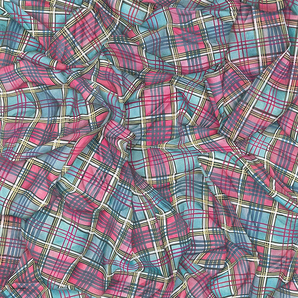 Draped Tartan behang in Cyan & Magenta van Cole & Son