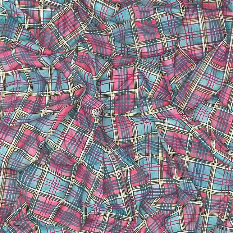 Draped Tartan behang in Cyan & Magenta van Cole & Son