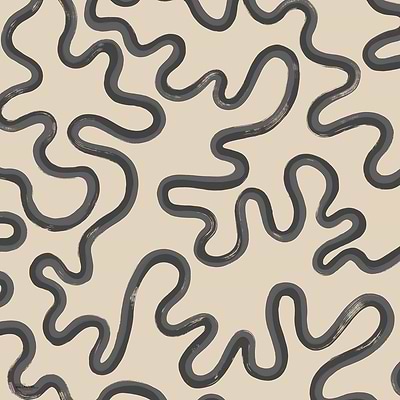 Rainforest Squiggle wallpaper in Charcoal & Soot on Cream by Cole & Son