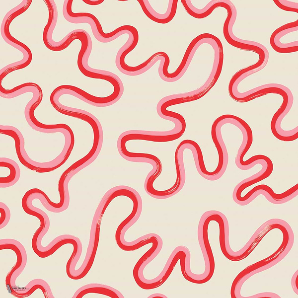 Rainforest Squiggle wallpaper in Crimson & Lipstick on Parchment by Cole & Son