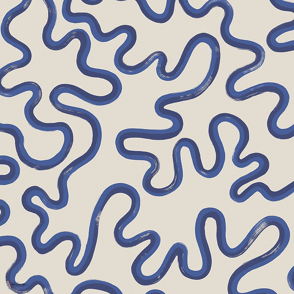 Rainforest Squiggle wallpaper in Navy & Cerulean on Stone by Cole & Son