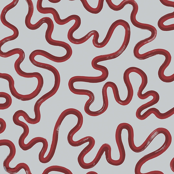 Rainforest Squiggle wallpaper in Rouge & Burgundy on Soft Blue by Cole & Son