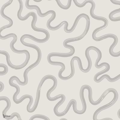 Rainforest Squiggle wallpaper in Soft Grey & Dove on Chalk by Cole & Son