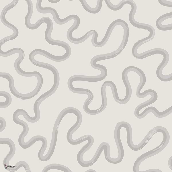 Rainforest Squiggle wallpaper in Soft Grey & Dove on Chalk by Cole & Son