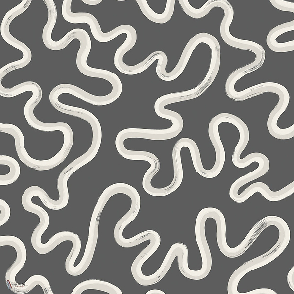 Rainforest Squiggle wallpaper in White & Grey on Charcoal by Cole & Son