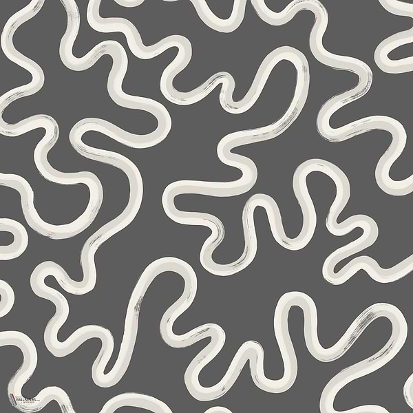 Rainforest Squiggle wallpaper in White & Grey on Charcoal by Cole & Son