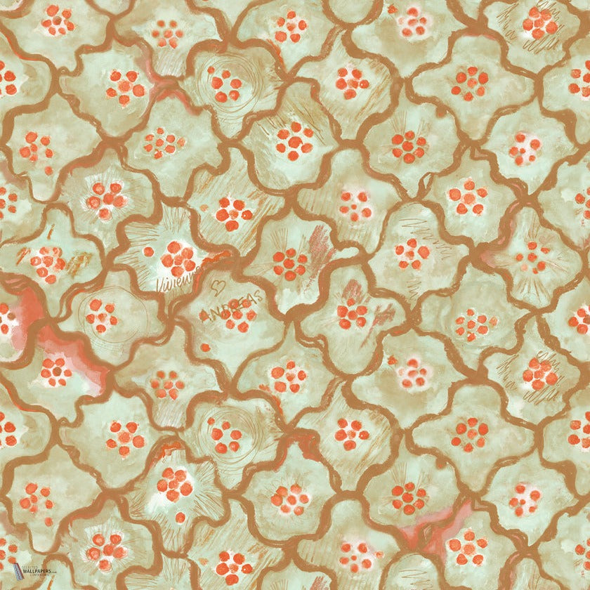 Vivienne Love Andreas wallpaper in Mint & Tangerine by Cole & Son