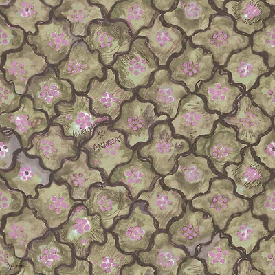 Vivienne Love Andreas wallpaper in Moss & Thistle by Cole & Son