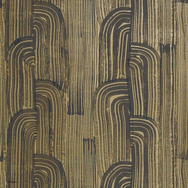 Crescent wallpaper in Ebony/Gold van Kelly Wearstler