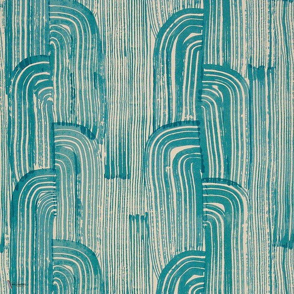 Crescent wallpaper in Lake/Cream van Kelly Wearstler