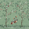 Crowned Crane behang-Behang-Coordonne-Turquoise-Non Woven-M2-Selected Wallpapers & Interiors