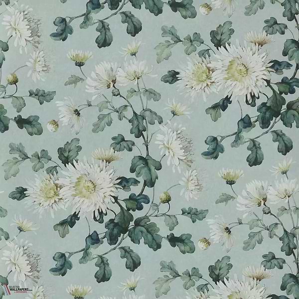 Charlotte behang-1838 wallcoverings-Teal-Rol-Selected Wallpapers-Interiors