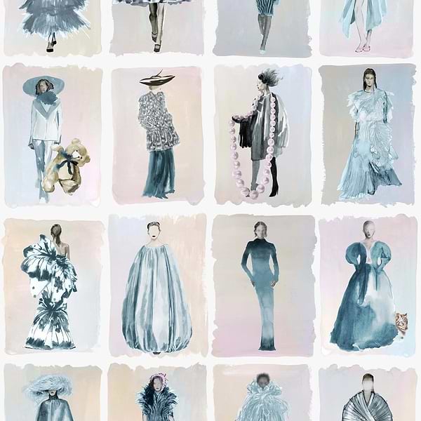 Couture Carousel behang-Cole & Son-China blue-Rol-Selected Wallpapers-Interiors