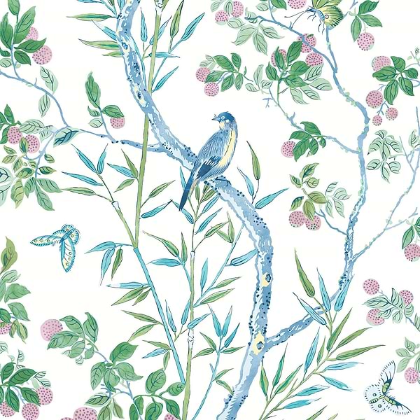 Claire behang-Thibaut-Blue and Green-Rol-Selected Wallpapers-Interiors