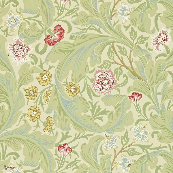 Leicester Tapete in Green/Coral van Morris & Co