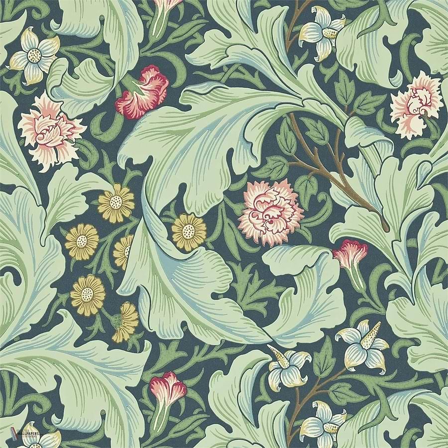Leicester Tapete in Woad/Sage van Morris & Co