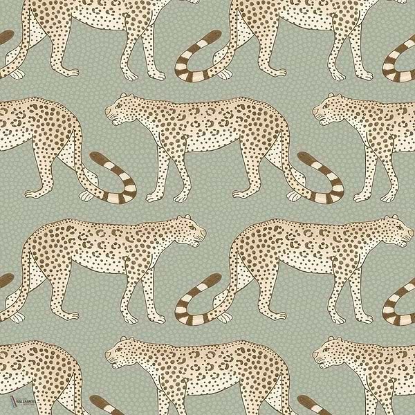 Leopard Walk wallpaper in Linen on Soft Olive van Cole & Son