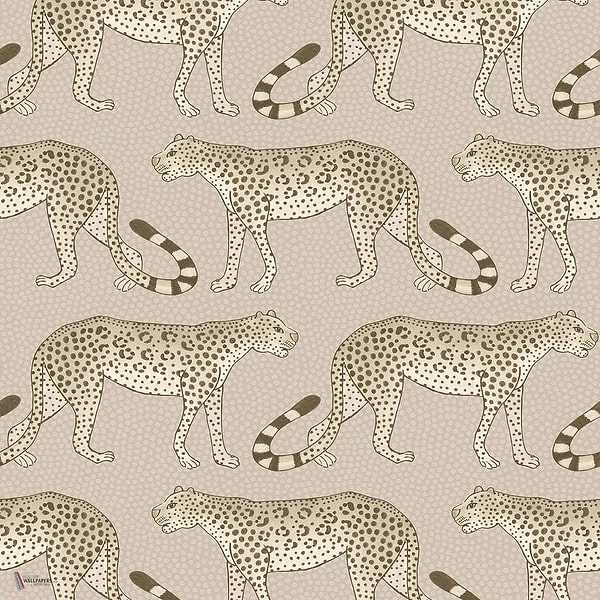 Leopard Walk wallpaper in Safari on Taupe van Cole & Son